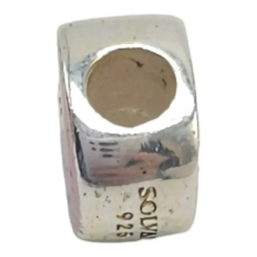Solvar Sterling Silver Red Enamel Initial U Slide Charm Kids New Old Stock